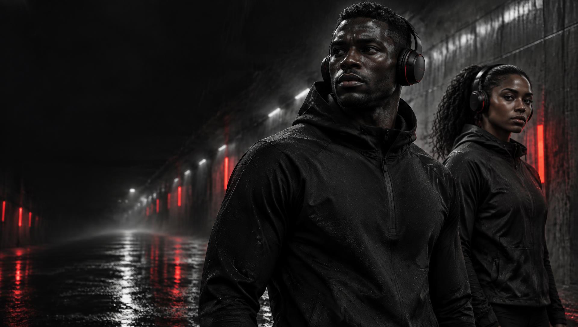 TOTN athletes training with focus in a dark tunnel