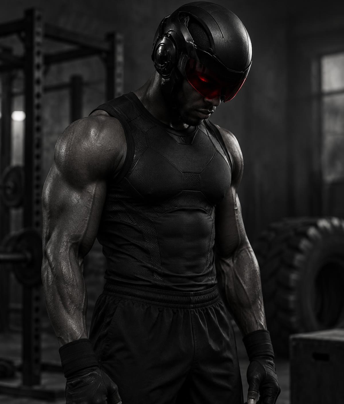 Focused athlete preparing to train